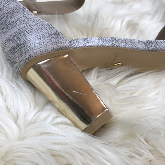 Ann Taylor Snakeskin Leather Strappy Block Heels - Picture 8 of 8